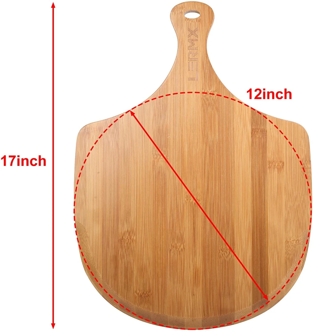 Food Grade Solid Bamboo Tray Wooden Pizza Tray with Handle