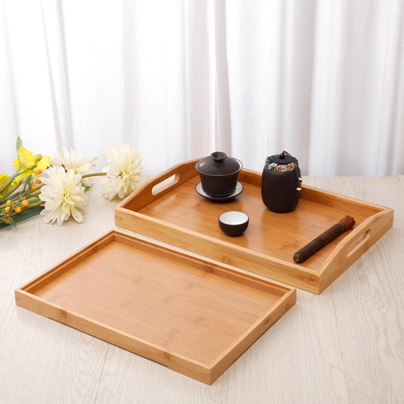 Serving Trays Rectangular Shape Wood Trays Serving Trays with Handles for Breakfast Hotel