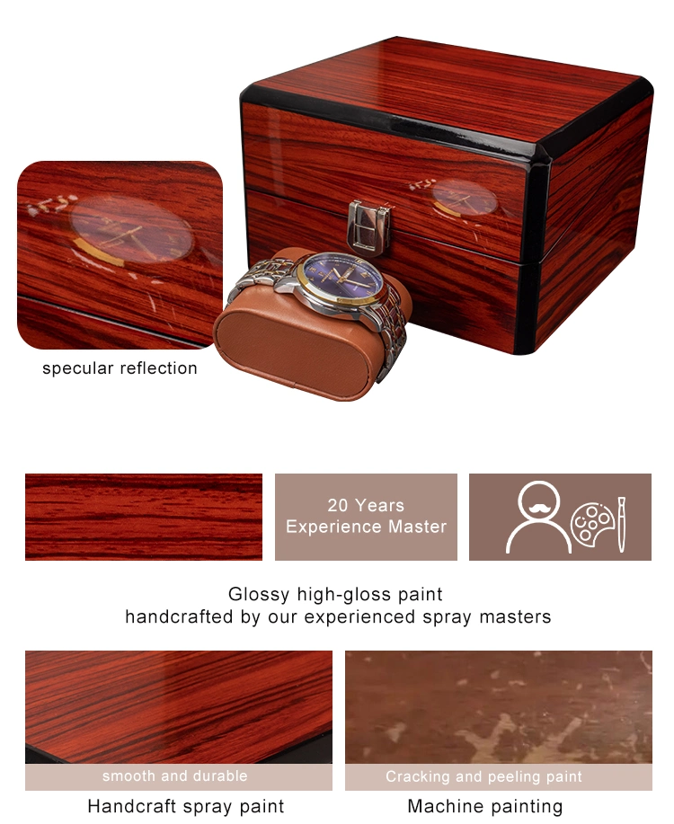 OEM High Quality Luxury Custom Wooden Black Watch Box Packing Watch Boxes & Cases