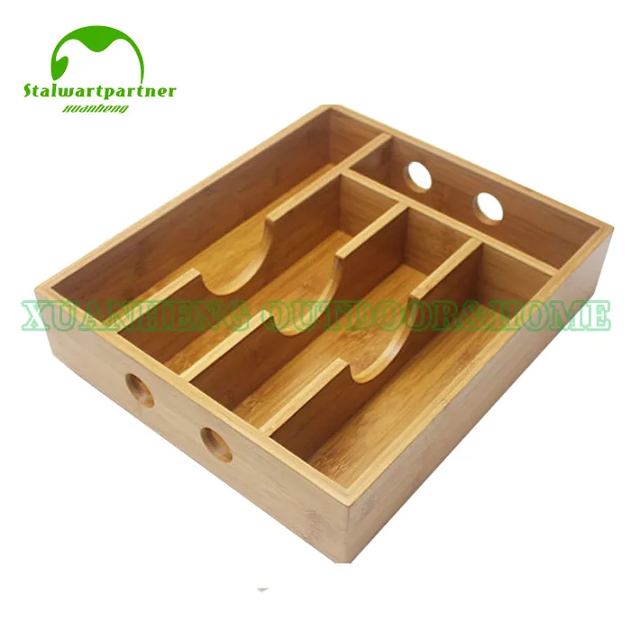 Küchenutensilien-Zubehör, erweiterbarer Utensilien-Schubladen-Organizer, Holz-Bambus-Küchenbesteck-Tablett